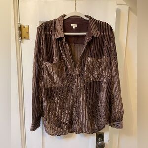 Anthropologie Brown Velvet Shirt Blazer